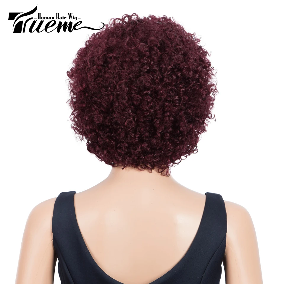 Парик из натуральных кудрявых волос Trueme, для женщин, бразильский парик Реми, короткий кудрявый, стрижка Пикси, смешанный цвет красного, кори... от AliExpress WW