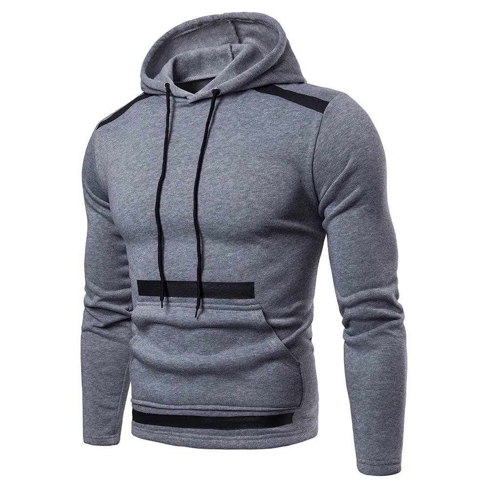 

2021 autumn and winter new fitness sports men's fashion color matching hooded zipper cardigan stitching sleeve casual sweater