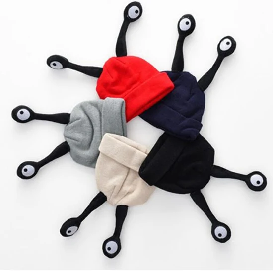 Детская модная популярная шапка с двумя антеннами Теплая милая детская рисунком