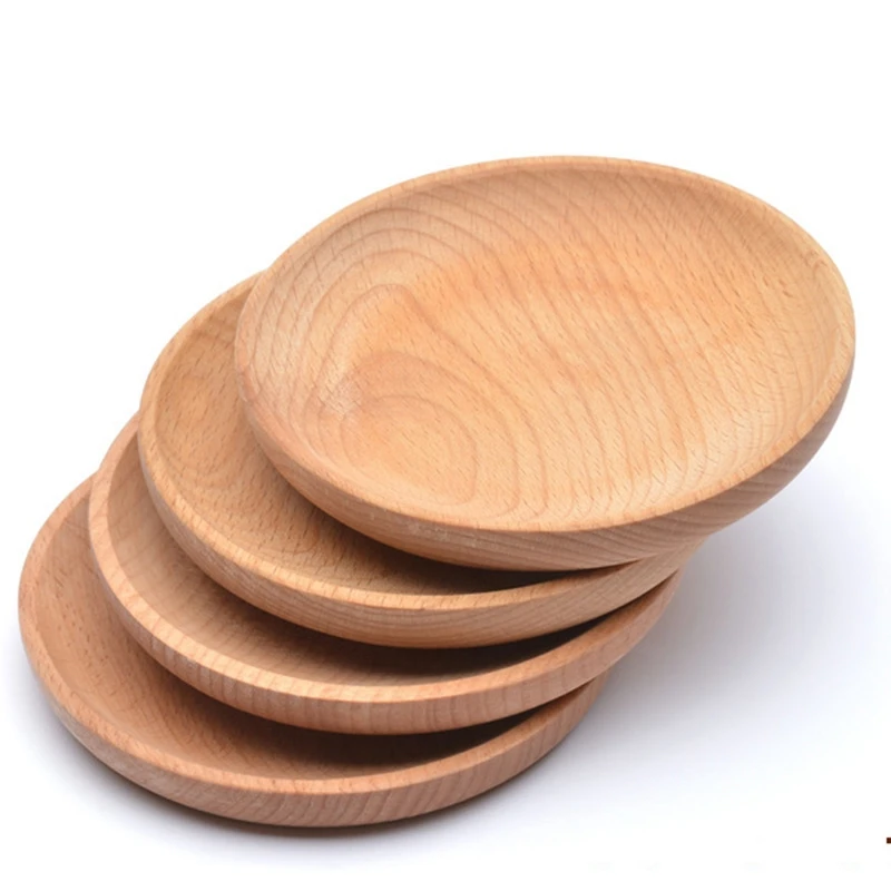 

Solid Wood Round Dish Snack Dish Fruit Dried Plate, Wooden Round Dish, Fruit Dessert Cake Snack Plate