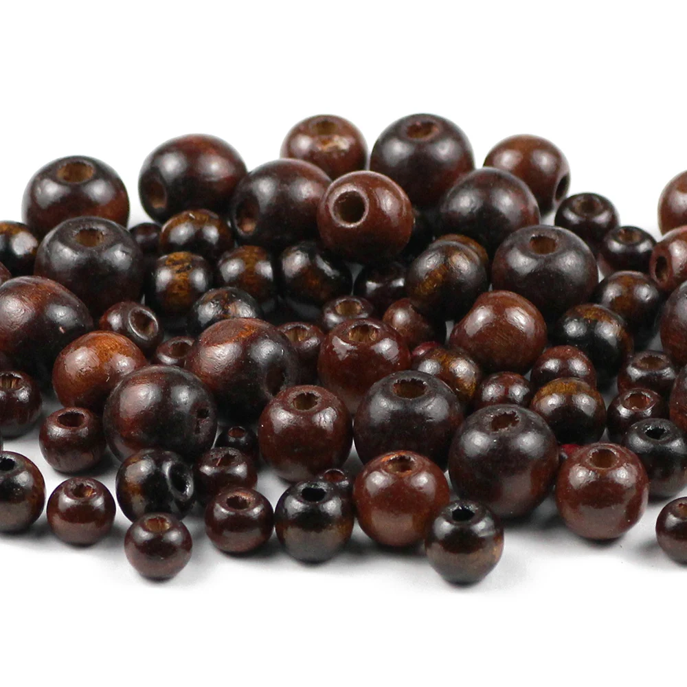 10~500pcs Brown Natural Wooden Beads 5/6/8/10/12MM Eco-Friendly wood Round Loose beads for Jewelry makeing bracelet DIY