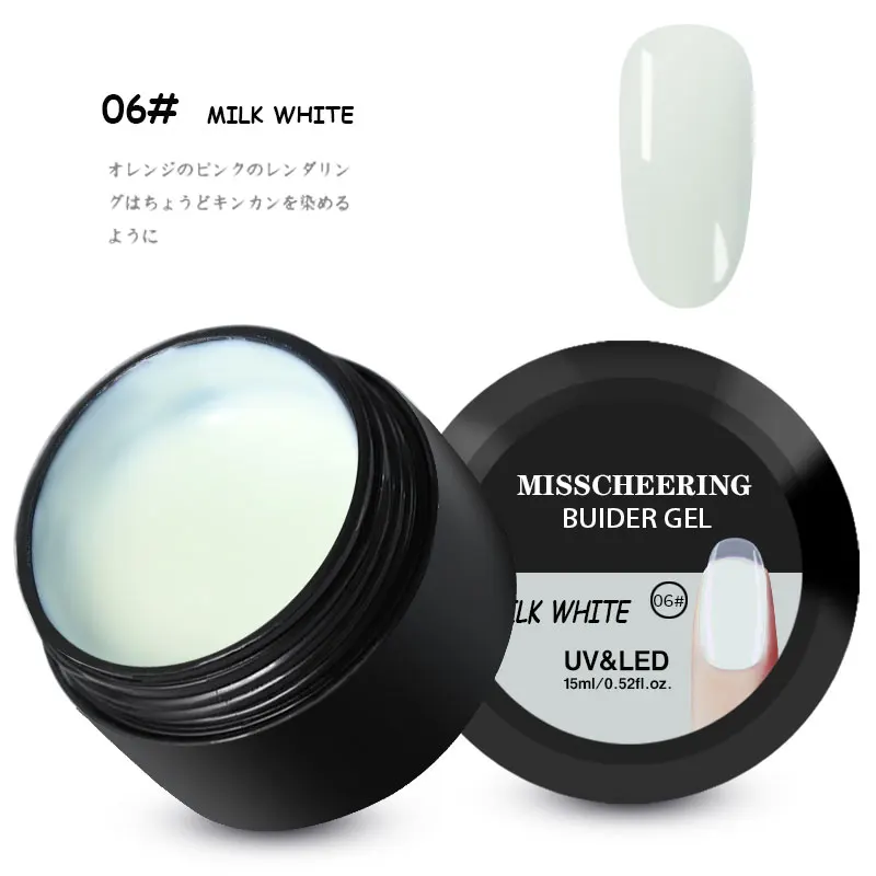 06 Milk White 12 цветов наращивание ногтей гель лак камуфляж Строитель Строительство удлиннение ногтей Жесткий Желе поли гель решение УФ Гель-лак - Цвет: 06 Milk White