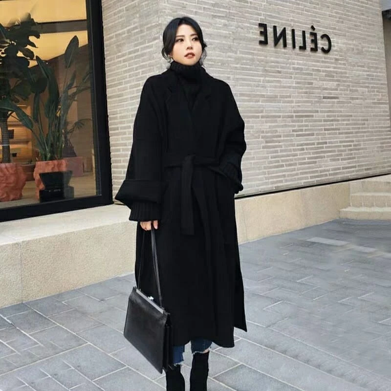 

New Winter Coat Women Oversize Fashion Cashmere Wool Outerwear Female Long Thickening Warm Woolen Overcoat Womens Trench Coats