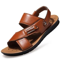men sandals summer genuine leather roman sandals male casual shoes beach flip flops men fashion outdoor slippers shoes