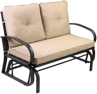 sunmthink patio loveseat outdoor patio glider rocking benchporch furniture gliderwrought iron chair set with cushionbeige