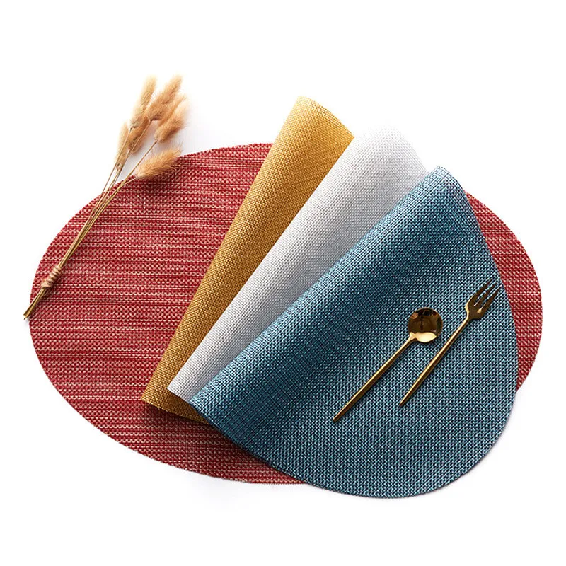 

PVC Oval Placemat Dining Table Mat Textilene Antiskid Insulation Anti Scald Bamboo Pattern Fashion Decoration Elegant
