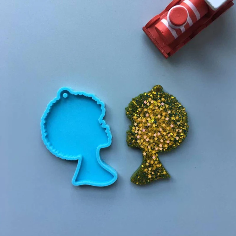 

Curly Hair Afro Woman Coaster Silicone Mold, Girl cushionKeychain Mold