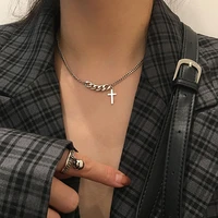vintage fashion silver color chain cross chokers necklaces for women trendy charm short collar choker necklaces jewelry femme
