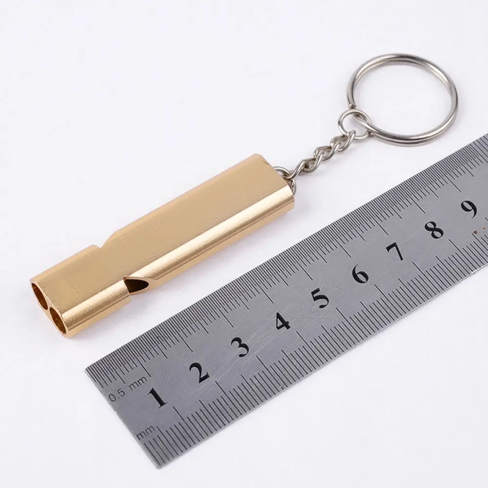 

2pcs Aluminum Alloy Whistle Double Pipe High Decibel Whistle Outdoor Emergency Survival Whistle Keychain Cheerleading Tool