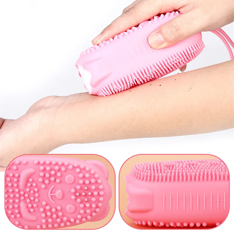 

Dry Massage Brush Wisp For Body Brush Massage Brush Rub Washcloth For Shower Silicone Cleansing Double-sided Bathroom Articles #