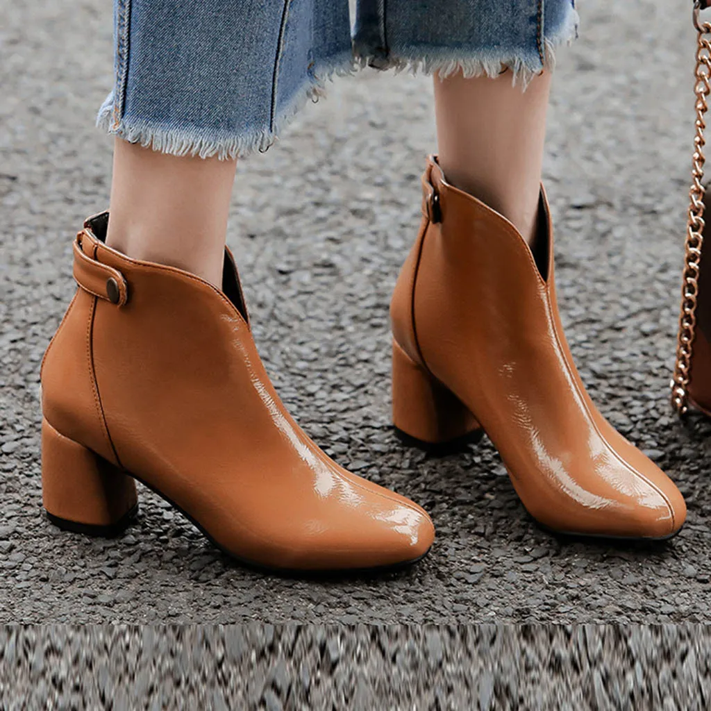 Женские ботильоны из флока однотонные Ботинки Челси на толстом каблуке с