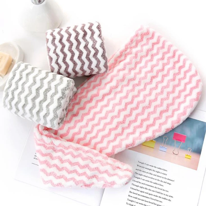 Быстросохнущее полотенце для волос женское магическое из микрофибры полосатая