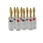 24-каратные золотистые штекеры из чистой меди, 4 мм, штекеры типа банан, кабельные разъемы, штекер банан, аудиоадаптер для динамика