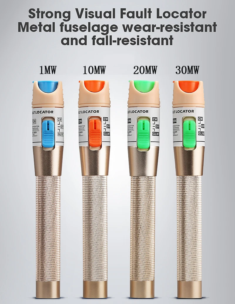 

Compliant St Fc Sc Connector 30MW/20MW/10MW/1MW Golden High-quality Red Light Source Optic Fiber Tester Pen Visual Fault Locator