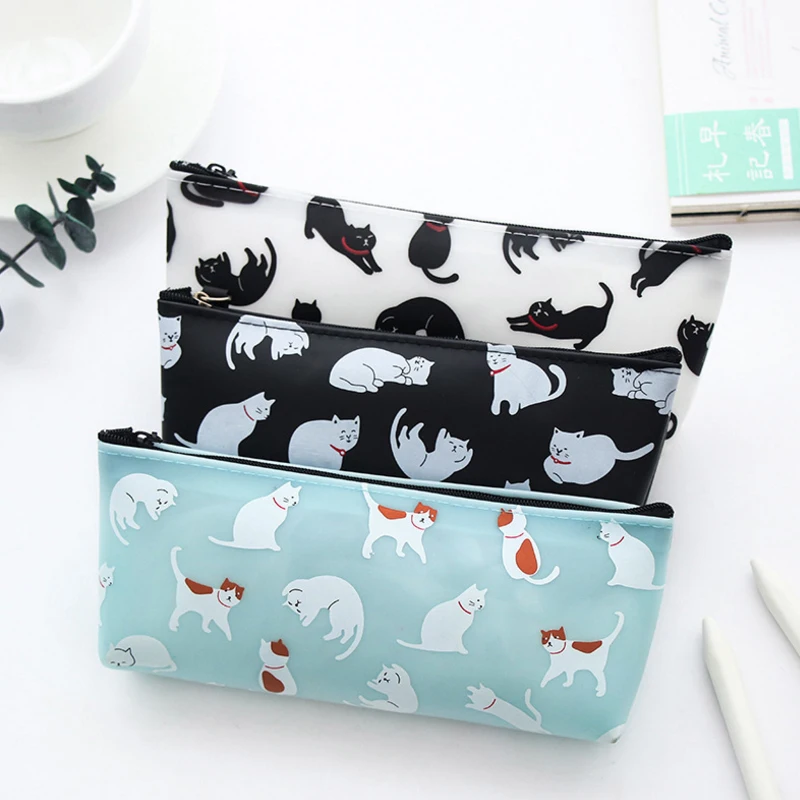 10 шт./лот Цветной силиконовый пенал с кошкой чехол для ручек органайзер хранения