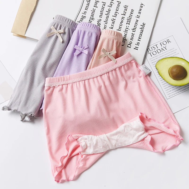

Underwear Beach Pants Girls Safety Shorts Pants Leggings Girls Boxer High Elastic 100% Cotton Short Girls Ribbon Pants