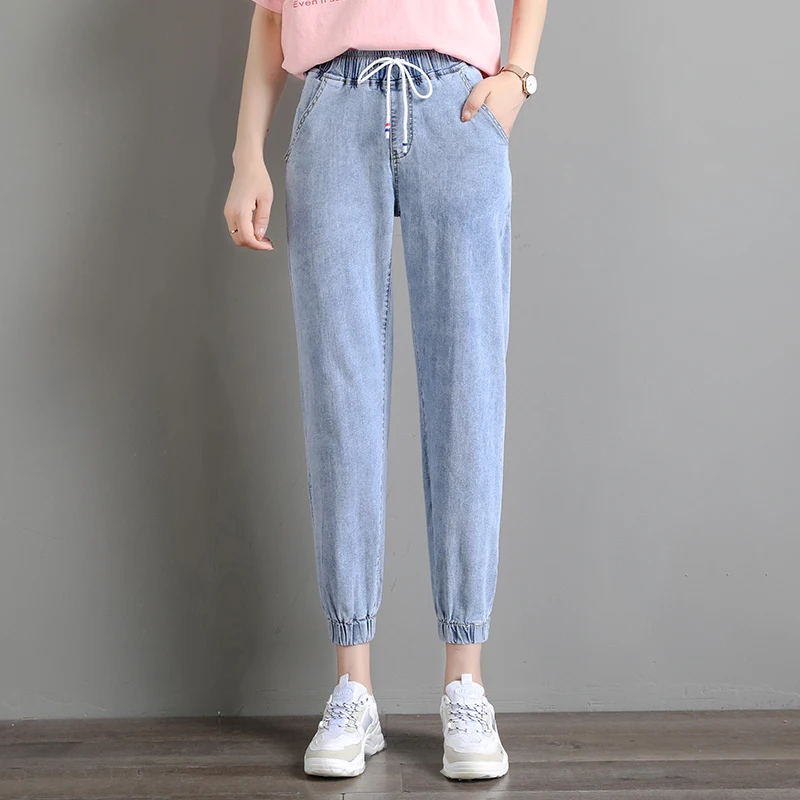 Женские джинсы-шаровары с завышенной талией свободные | Женская одежда