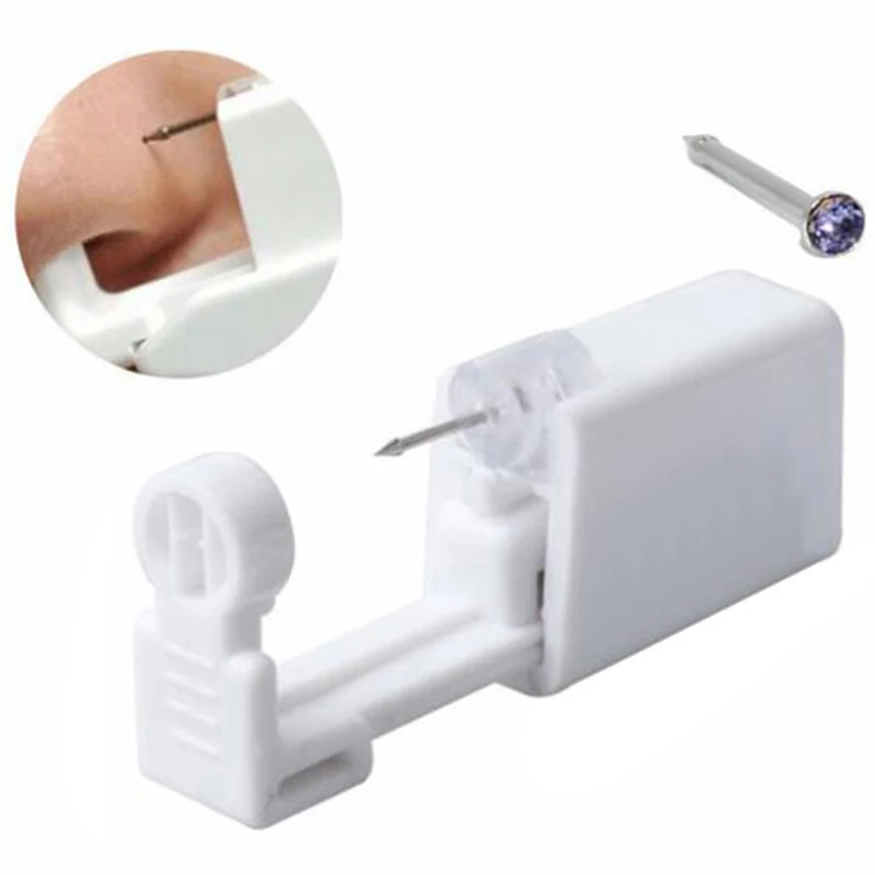 

1PC Surgical Steel Sterilized Disposable Nose Nails Piercing Gun Tools Crystal Nostril Studs For Sexy Women Body Jewelry Tools