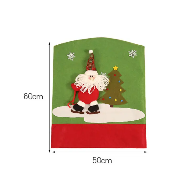 

Merry Christmas Santa Snowman Elk Dining Chair Back Covers for Home Hotel Decoration Xmas New Year Party Seat Cover Chair Cover