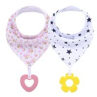 cartoon cotton saliva towel for baby with teether 2 in 1 star flower bibs personalized triangle scarf dirty newborn gifts 0 3t