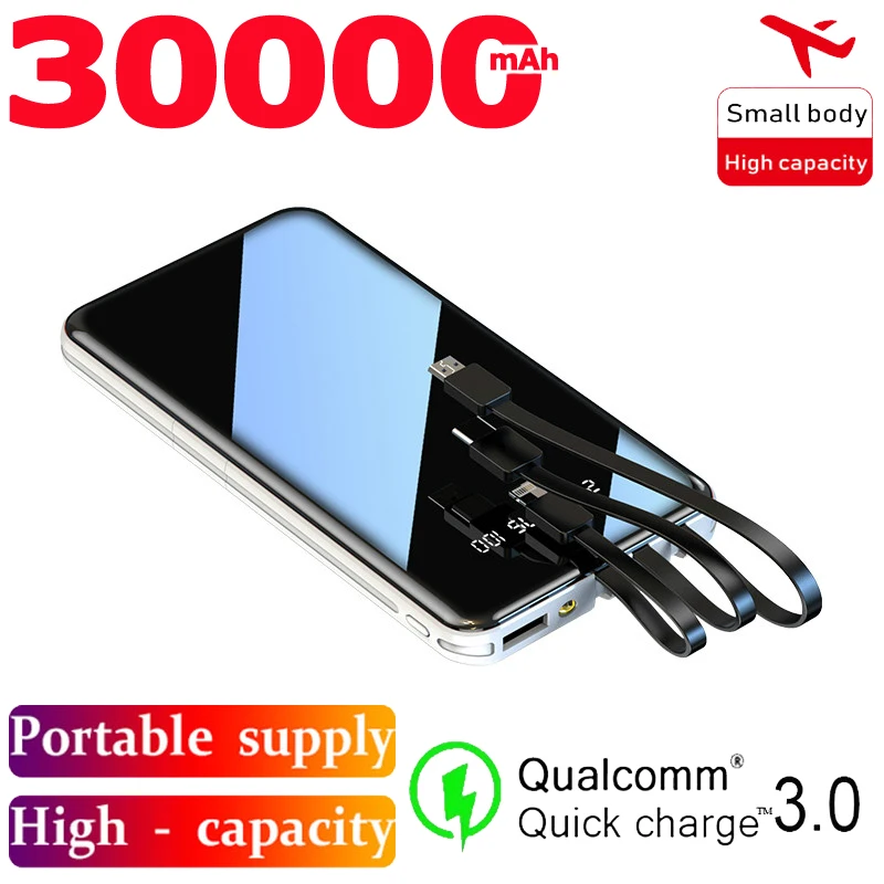 

Mobile Power Bank 30000mAh Full Screen 3USB Portable Outdoor Emergency Fast Charging External Battery for Samsung Xiaomi CD10
