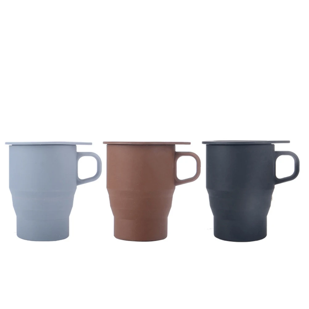 

Silicone Collapsible Travel Cup Folding Camping Cup with Lids Expandable Drinking Portable Compression