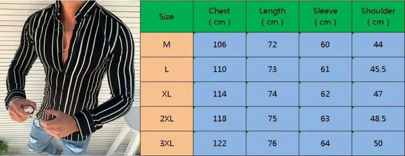 New Men Shirt Long Sleeve Casual Striped Button Turn-down Neck Fashion Slim Blouse Mens Tops | Мужская одежда