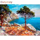 GATYZTORY деревья и море картина по номерам пейзаж живопись Сделай Сам подарок домашний декор защелка украшения комнаты Раскраска по номерам для взрослых