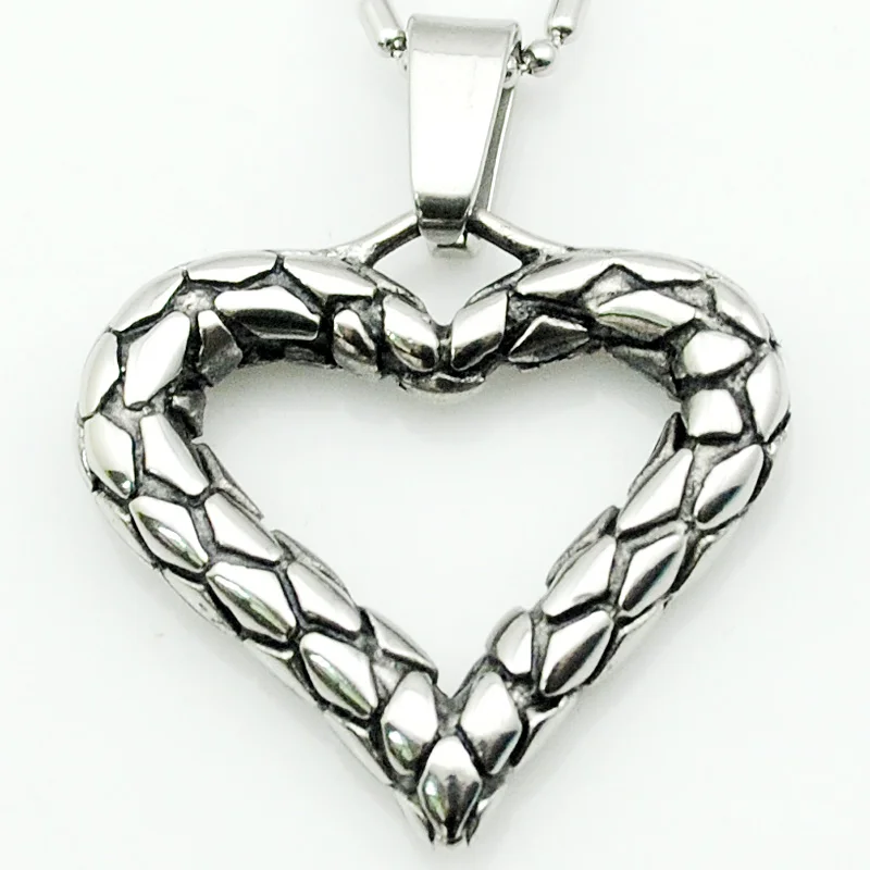 Ожерелье с подвеской в виде сердца AMUMIU из нержавеющей стали для мужчин и женщин