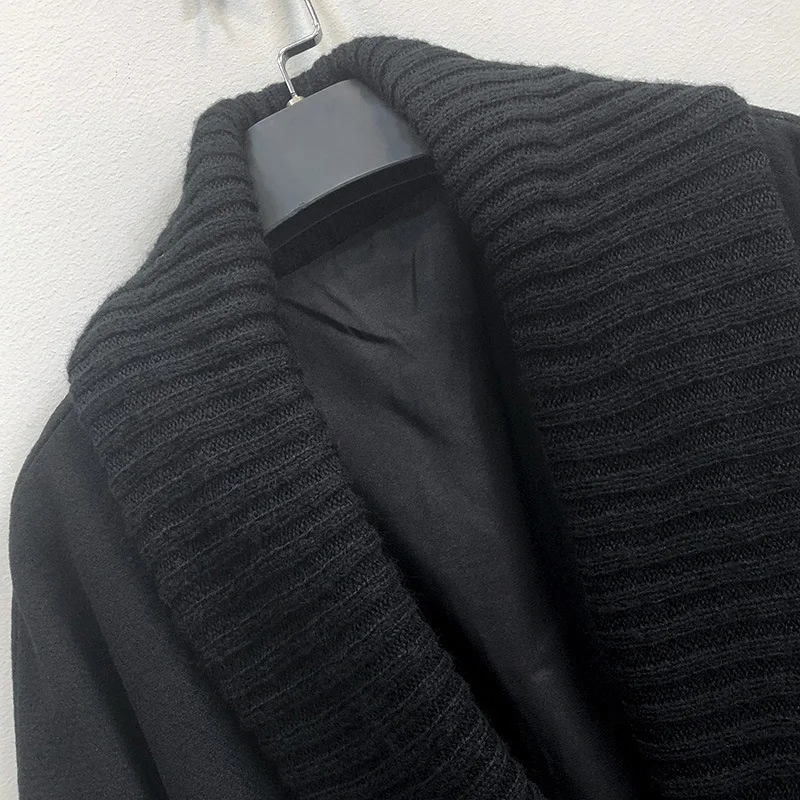 Женское шерстяное пальто двубортное с отложным воротником длинное для зимы |