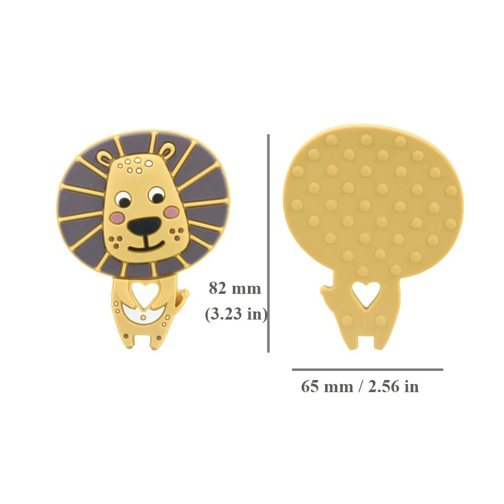 Mordedor de silicona con forma de Le&oacute;n para dientes, Clips de dentici&oacute;n para chupete, varilla peque&ntilde;a de grado alimenticio, 1 ud.-1