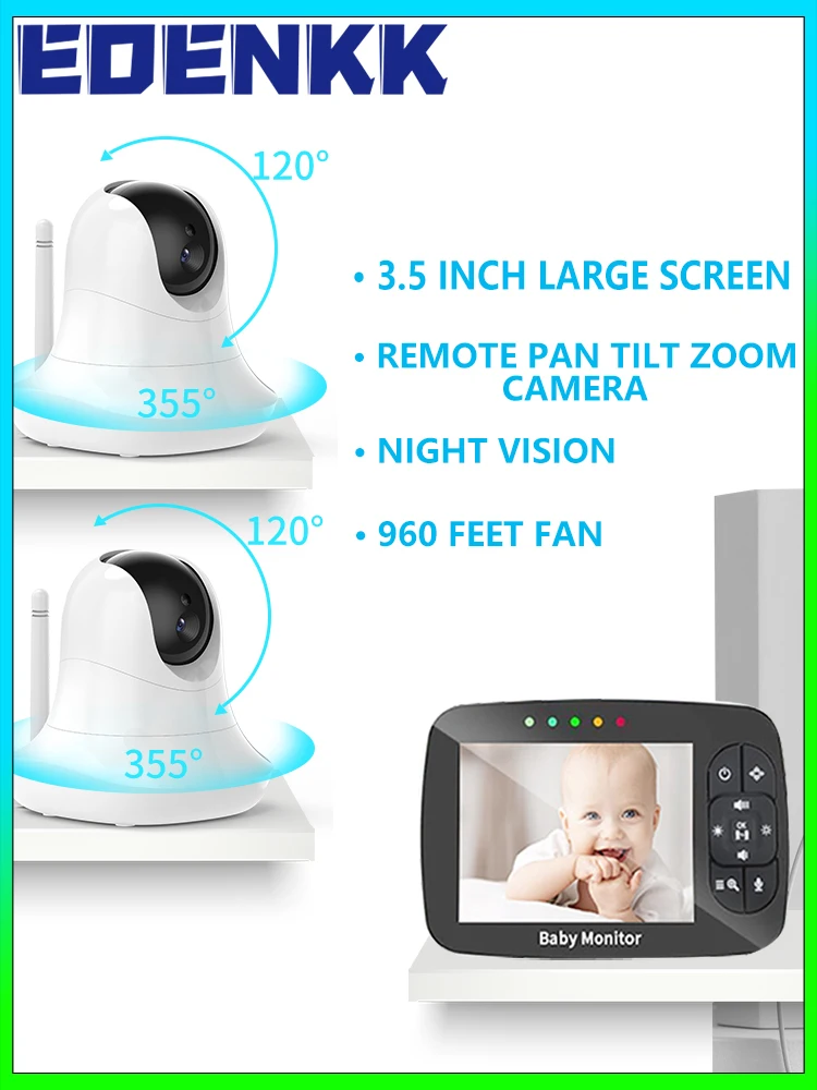 Радионяня с 2 камерами s панорамная наклонная камера широкоугольный объектив 3 5