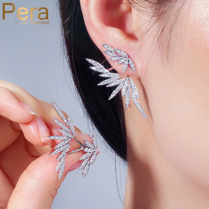

Pera Unique Design Shining White Micro Pave CZ Crystal Setting Big Stud Earrings for Elegant Ladies Ear Jewelry Accessories E461