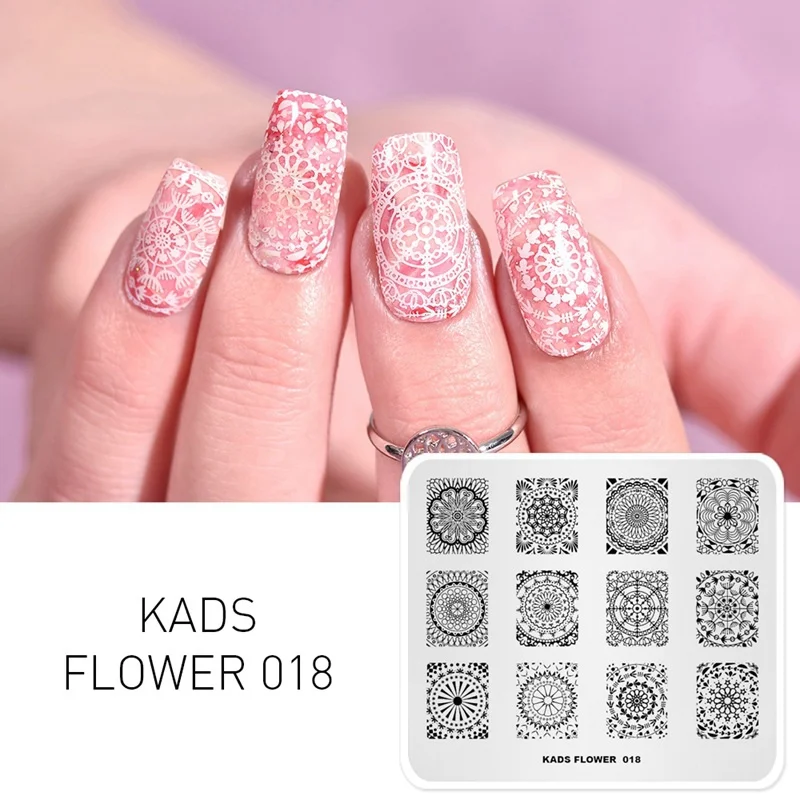 Flower 018 KADS Стемпинг 34 дизайнов цветы живоные геометрический шаблон Пластины для стемпинга Штамп для ногтей Трафареты для ногтей для М - Цвет: Flower 018