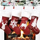 Рождественские чулки, красный олень, лось, снежинка с искусственным мехом, рождественские чулки, украшения для рождественской елки, детские подарки, сумка