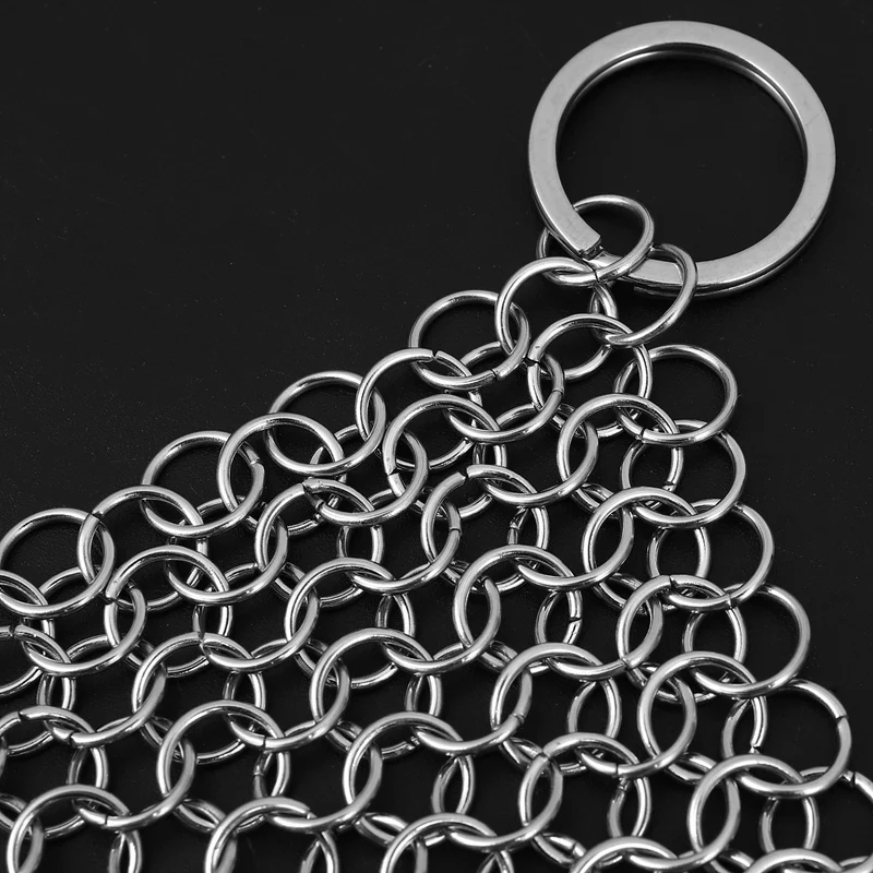 Cast Iron Cleaner -Premium 316 Stainless Steel Chainmail Scrubber 8x6 Inch | Cleaning Cloths
