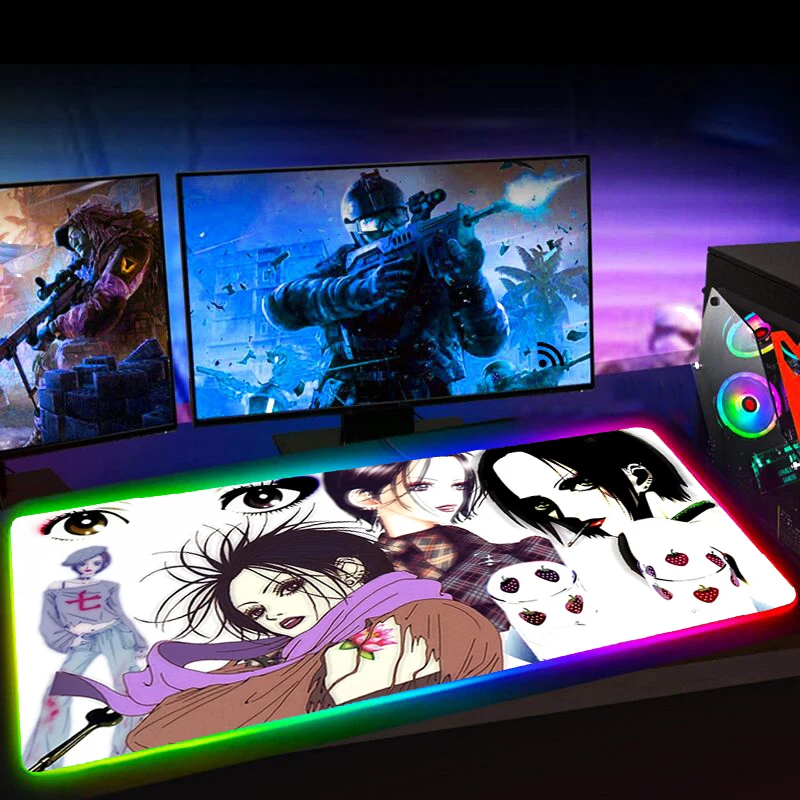 

RGB Nana Osaki Anime Gaming Mouse Pad Computer Mousepad Mouse Pad Gamer Mouse Carpet Big Mause Pad PC Desk Play Mat with Backlit