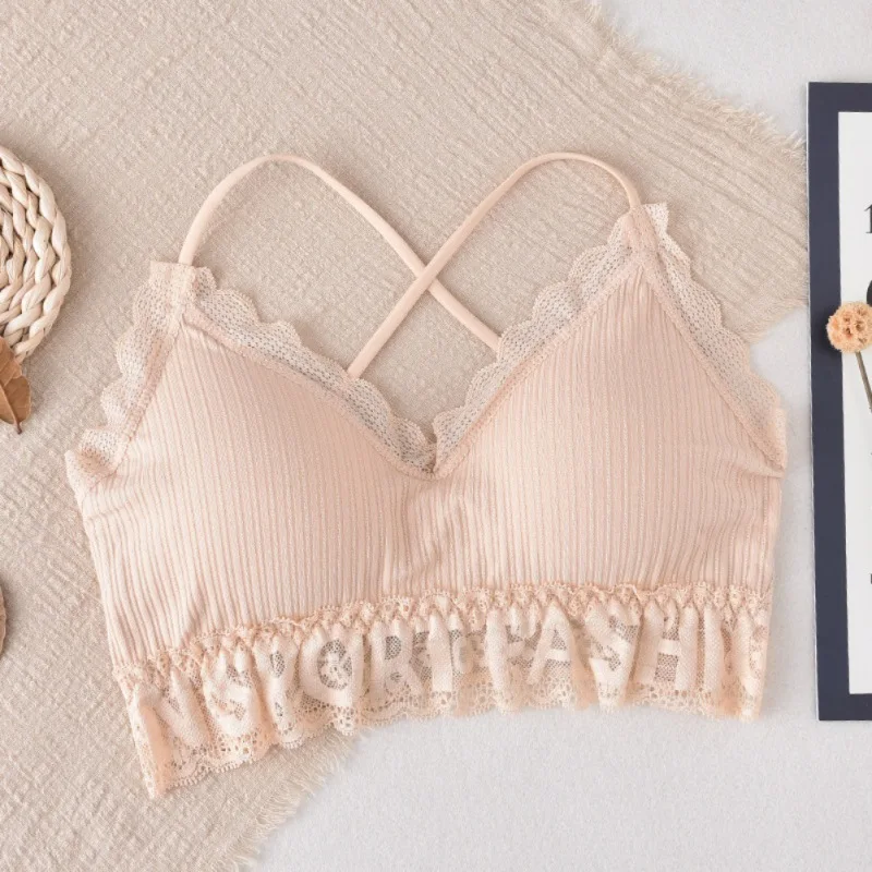 

Женский кружевной бюстгальтер, красивый бюстгальтер без стальных колец, бюстгальтер-труба, женский дышащий жилет с одним плечевым ремнем, н...