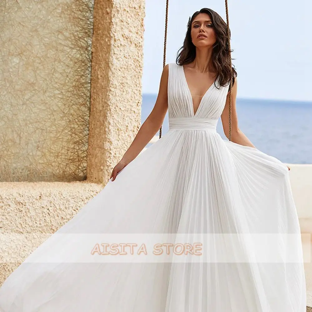 Женское шифоновое платье без рукавов с V-образным вырезом и открытой спиной |