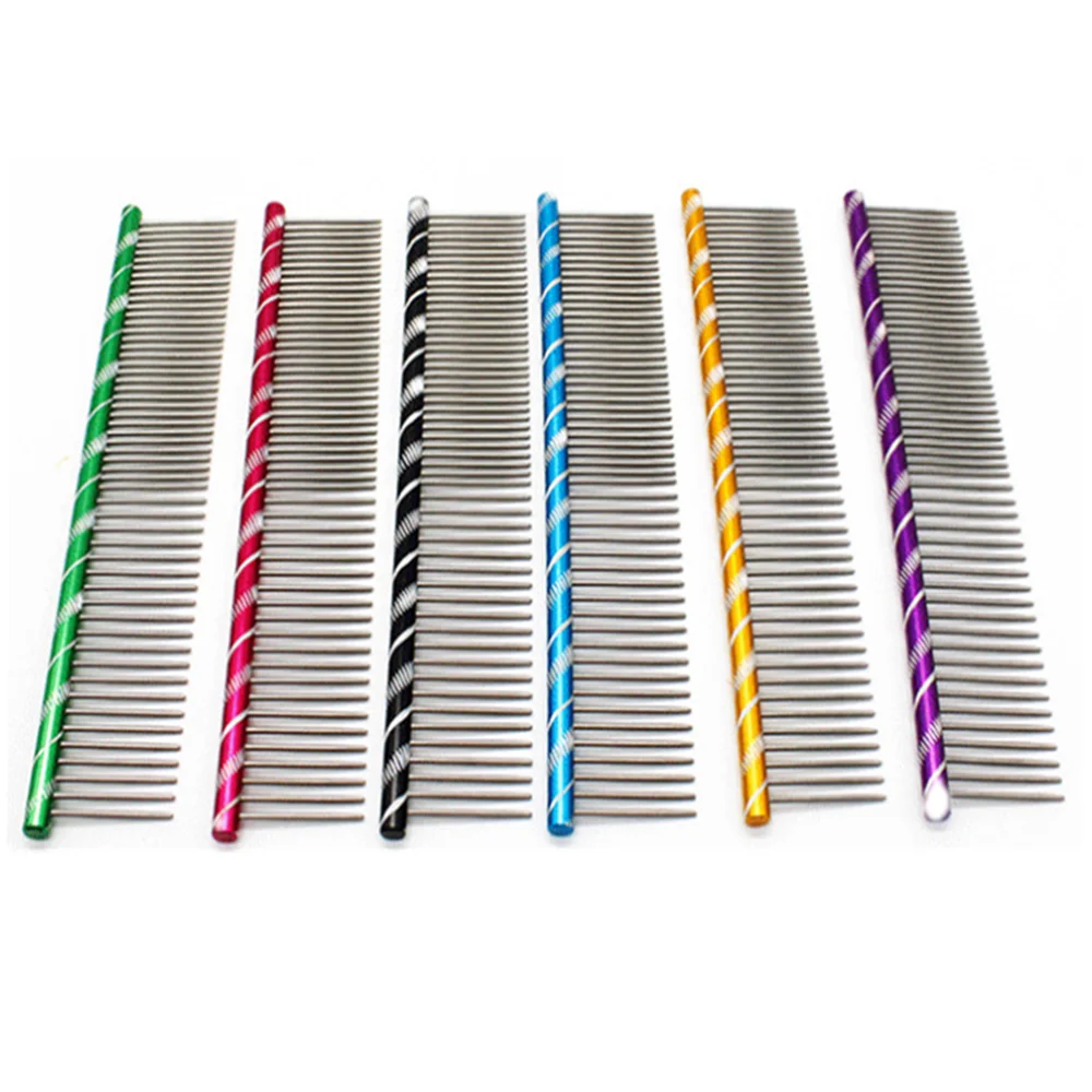

1pc Dog Comb Long Thick Hair Fur Removal Brush Stainless Steel Lightweight Pets Dog Cat Grooming Combs For Shaggy Dogs Barber