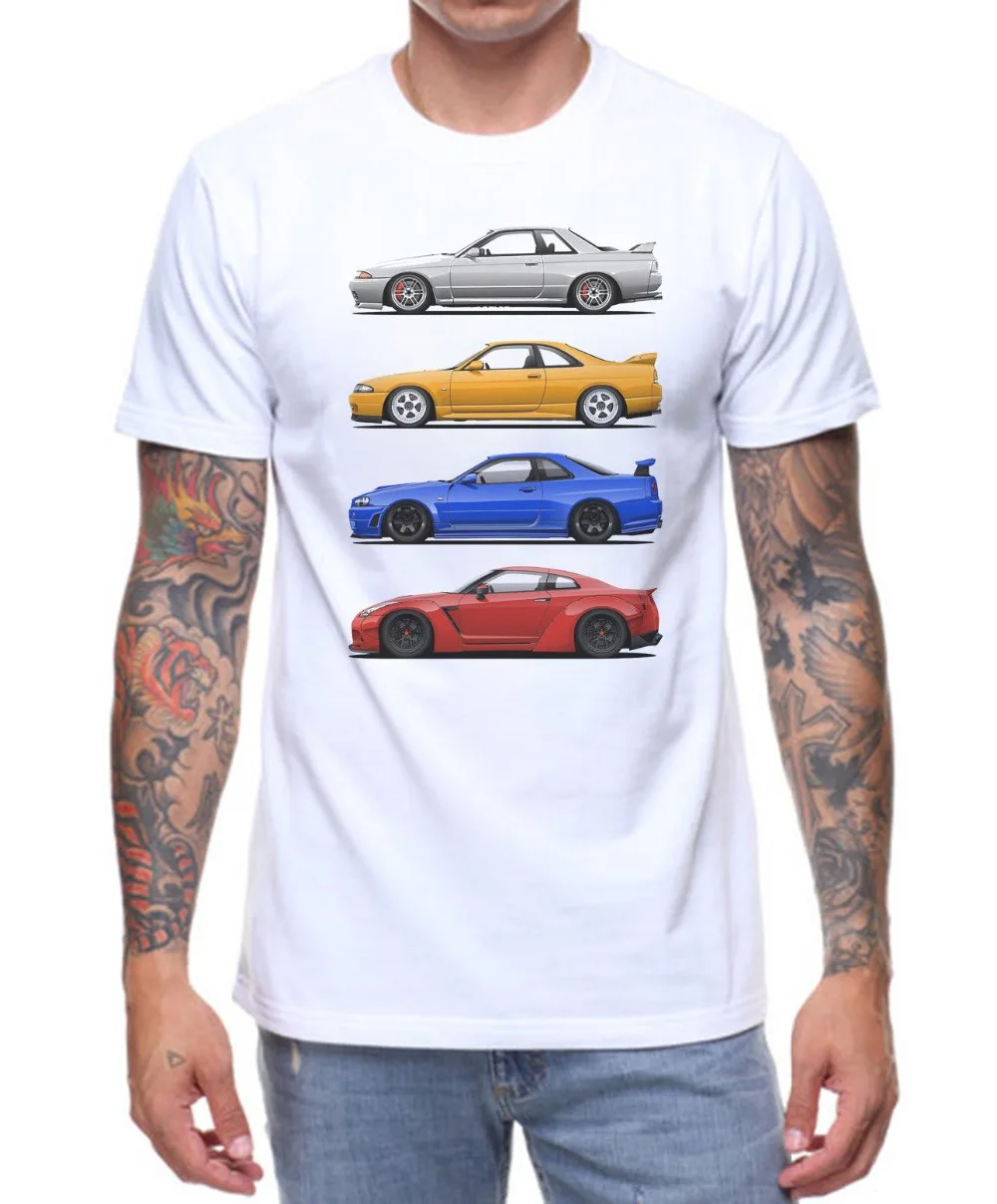 Мужская футболка лето 2019 100% хлопок с японским автомобилем Skyline Ретро стиль