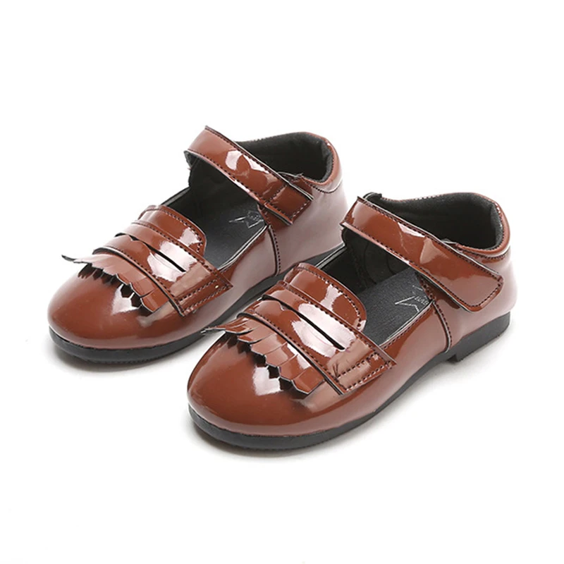 

Little Girls Shoes Princess 2019 Baby School Shoes Fashion PU Leather Girls Dress Shoes Patent Tassel Toddler Girls Flat Shoes