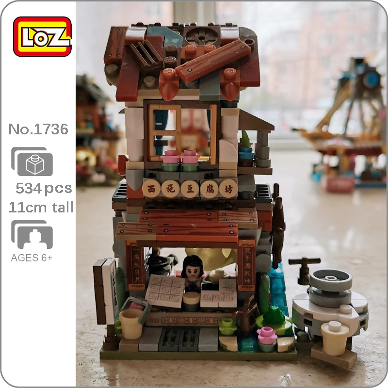 

LOZ 1736 Architecture City Street Chinatown Tofu Shop Store Girl Model DIY Mini Blocks Bricks Building Toy for Children no Box