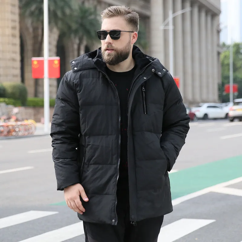 Black Мужская зимняя XL-7XL большого размера 8XL 9XL 10XL с капюшоном парка теплая куртка с длинным разрезом толстое свободное теплое пальто - Цвет: Black