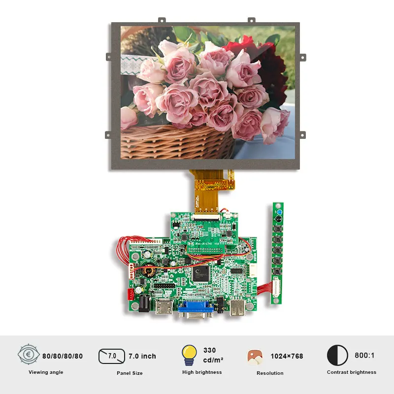 

Original AUO A070XN01 V0 FHD Display Screen With Board 1024×768 1K LVDS Interface 40 Pins FPC For tablet PC