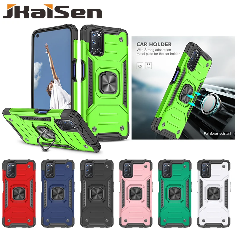 

JKaiSen Bracket Protective Case For OPPO A5S A7 A3S A52 A72 A92 A15 A73 Shockproof Ring Car Phone Case For OPPO A31 A5 A9 2020