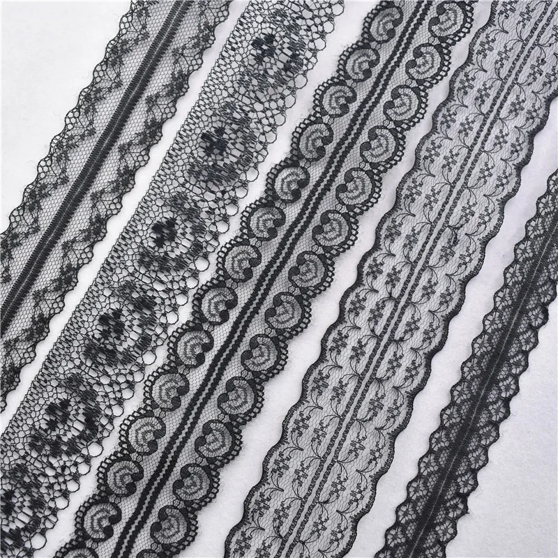 10 ярдов черная африканская кружевная ткань ленты для рукоделия 14-45 мм DIY Швейные
