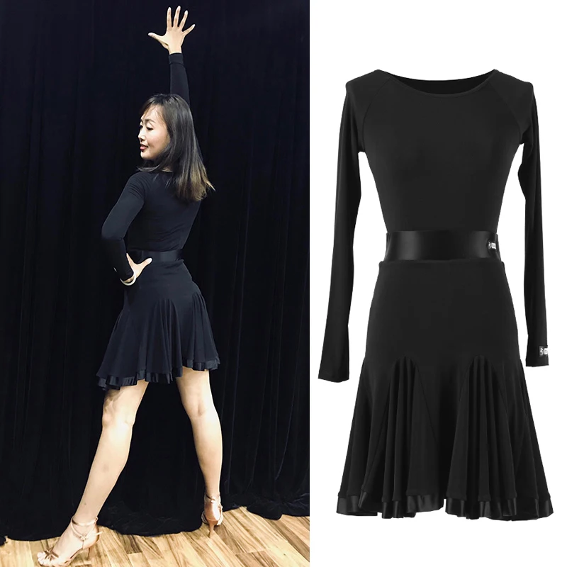 

Latin Dance Dress Sexy Balck Women Dance Dress Rumba Tango Salsa Cha Cha Salsa Women Performance Clothing Practice Wear DQS3152