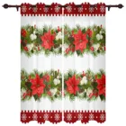 Оконные шторы с рождественскими цветами, снежинками, ягодами, для спальни, домашнего декора, кухонные занавески, рождественские занавески для гостиной