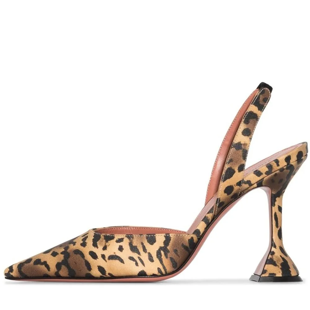 

Сандалии женские на высоком каблуке, туфли-лодочки с заостренным носком, с леопардовым принтом, блестящие туфли с ремешком на пятке, большие...